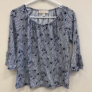 Michael kors paisley print half bell sleeve top size small #648